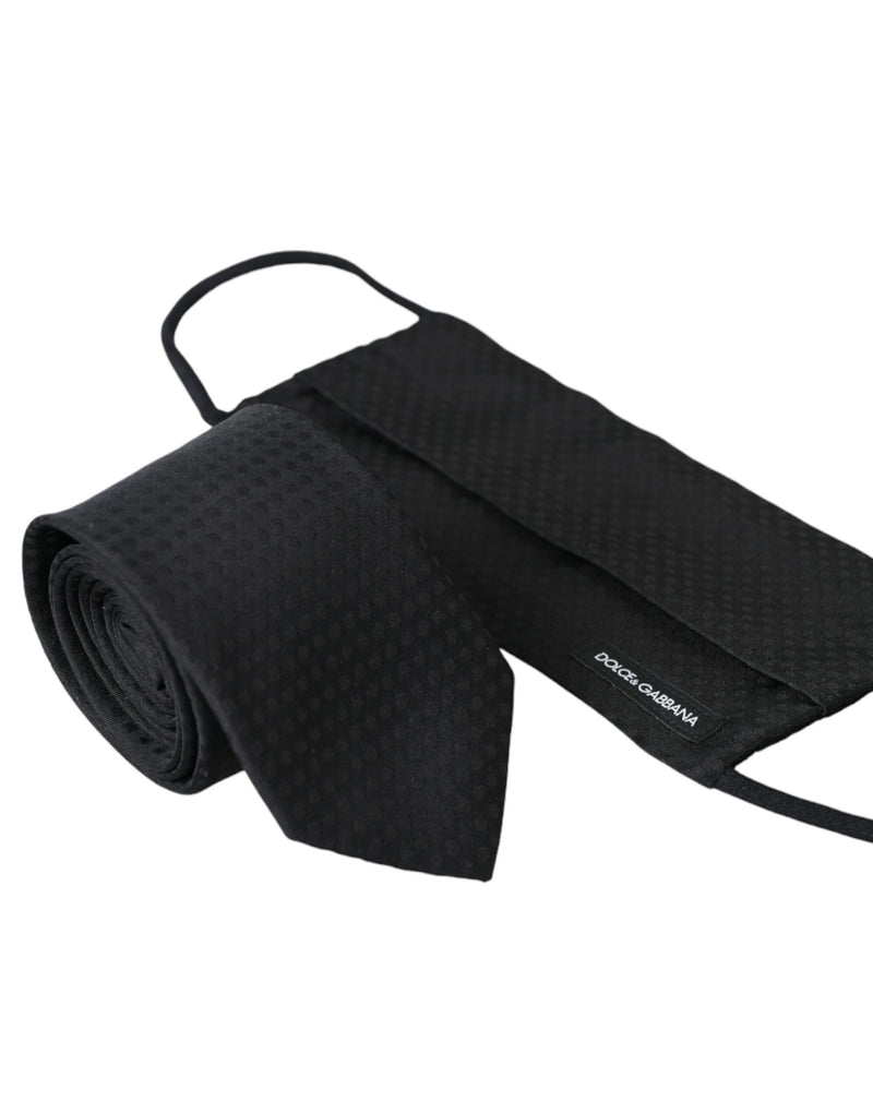 Black 100% Silk Adjustable Necktie Face Mask-Dolce & Gabbana-LabelTerrace.com