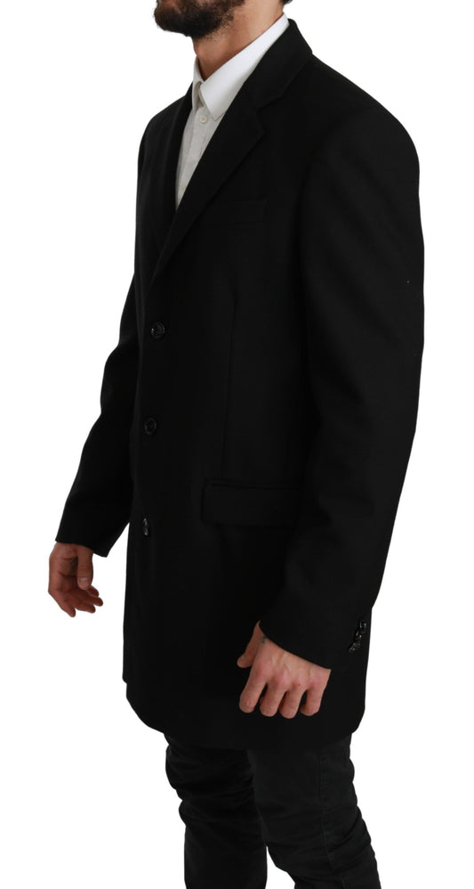 Black 100% Wool Jacket Coat Blazer-Dolce & Gabbana-LabelTerrace.com