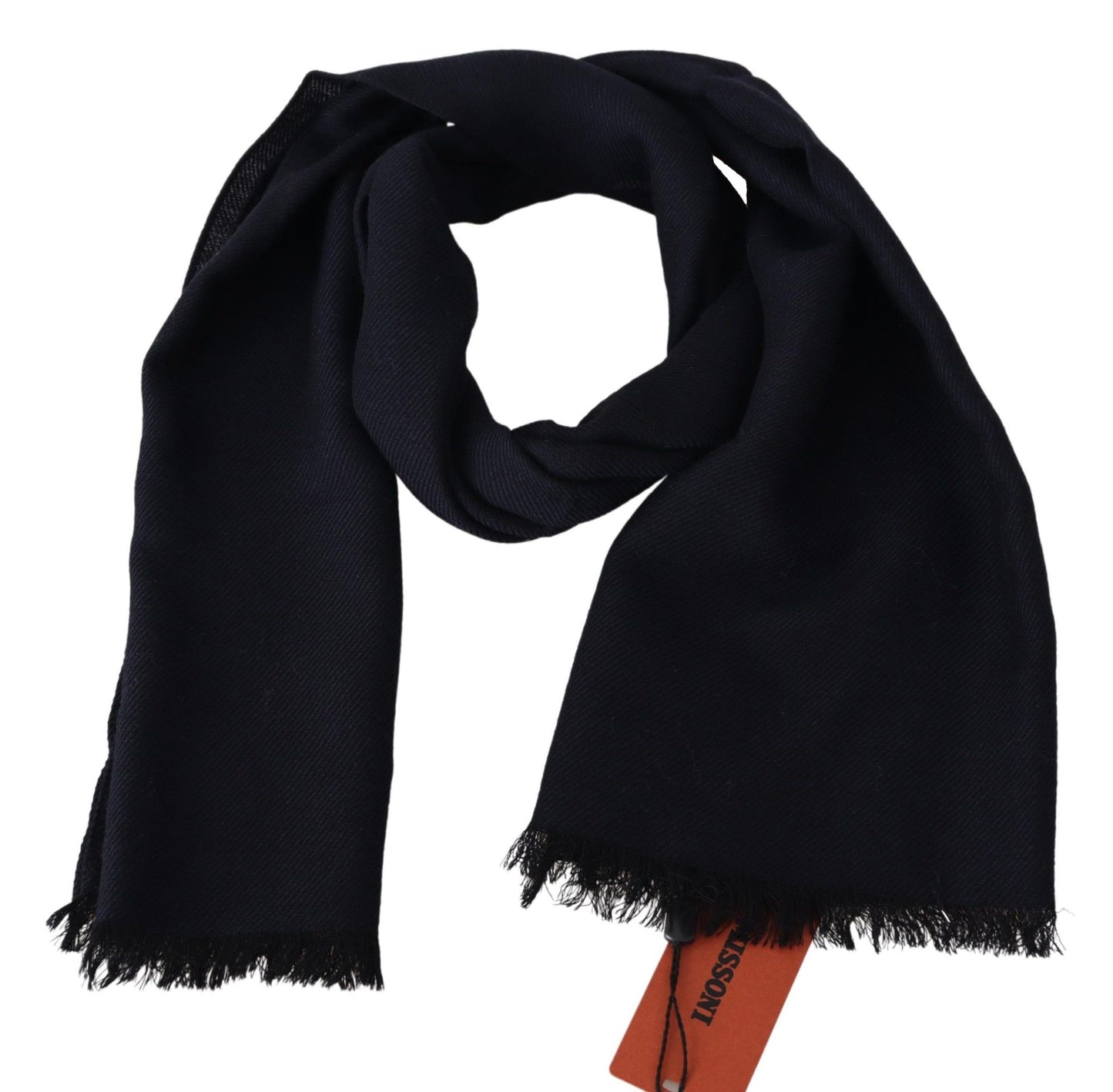 Black 100% Wool Knit Unisex Neck Wrap Shawl Scarf-Missoni-LabelTerrace.com