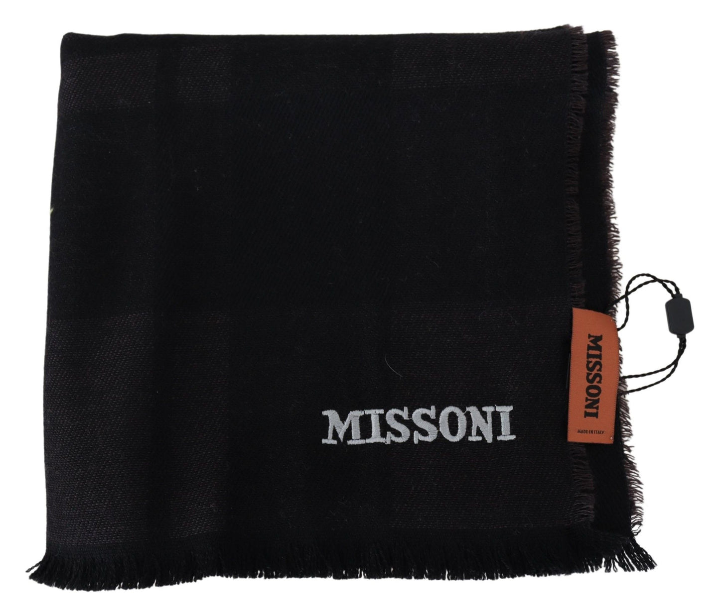 Black 100% Wool Unisex Neck Wrap Scarf-Missoni-LabelTerrace.com