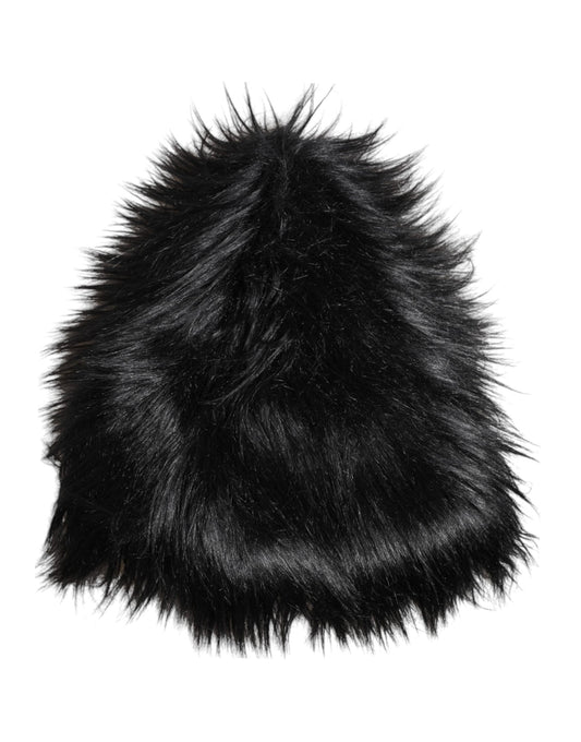Black Acrylic Fur Womens Bucket Hat-Dolce & Gabbana-LabelTerrace.com