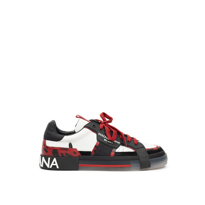 Black And White Leather Sneaker-Dolce & Gabbana-LabelTerrace.com