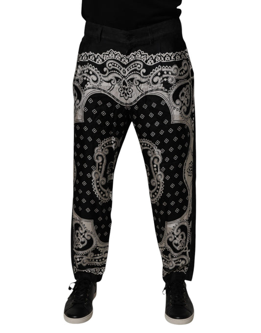 Black Bandana Cotton Skinny Denim Jeans-Dolce & Gabbana-LabelTerrace.com