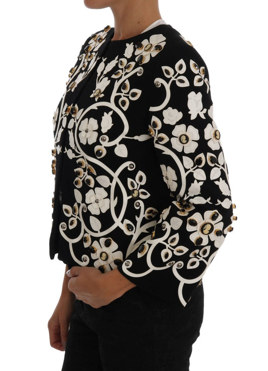 Black Baroque Floral Crystal Jacket-Dolce & Gabbana-LabelTerrace.com