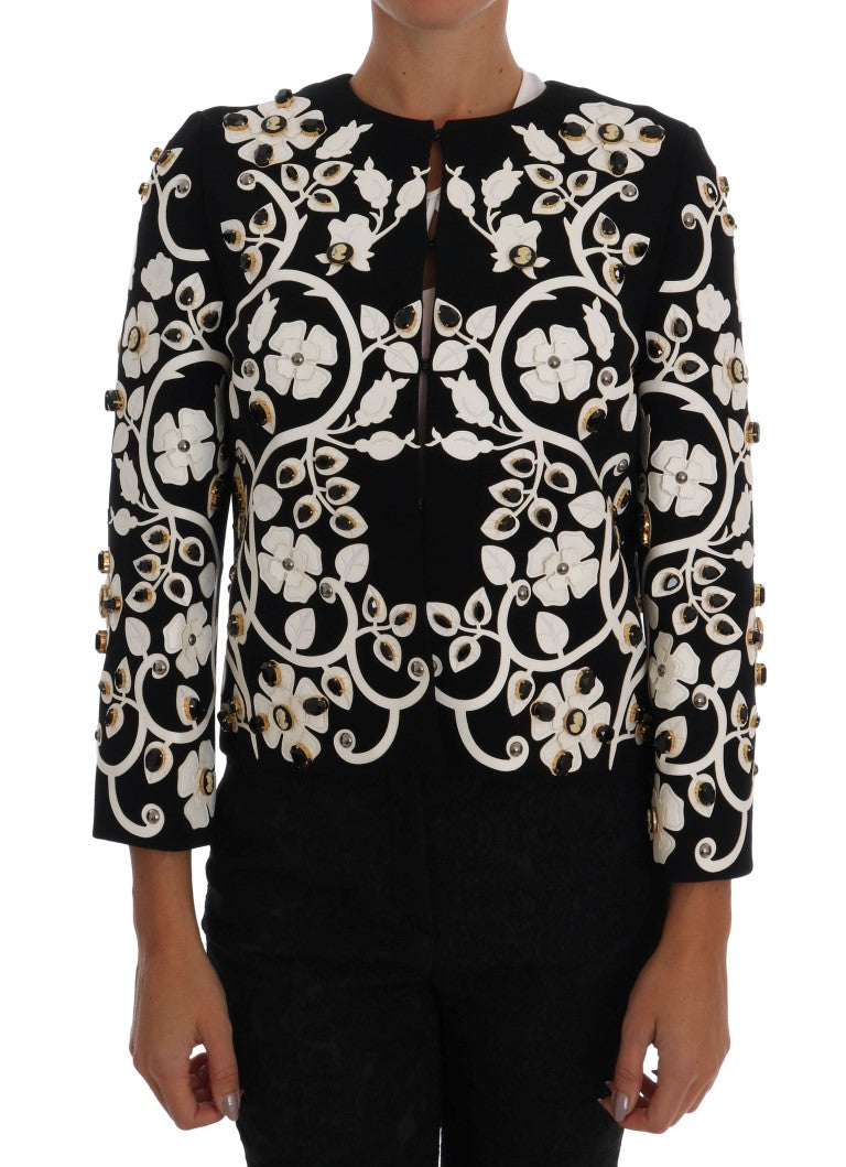Black Baroque Floral Crystal Jacket-Dolce & Gabbana-LabelTerrace.com