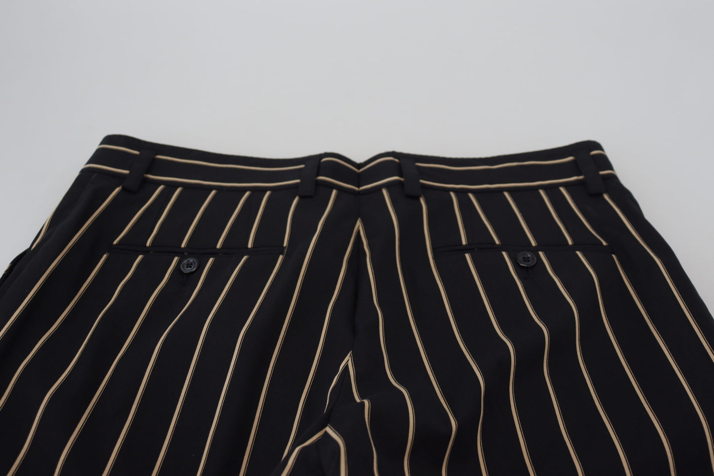 Black Beige Striped Cotton Stretch Pants-Dolce & Gabbana-LabelTerrace.com