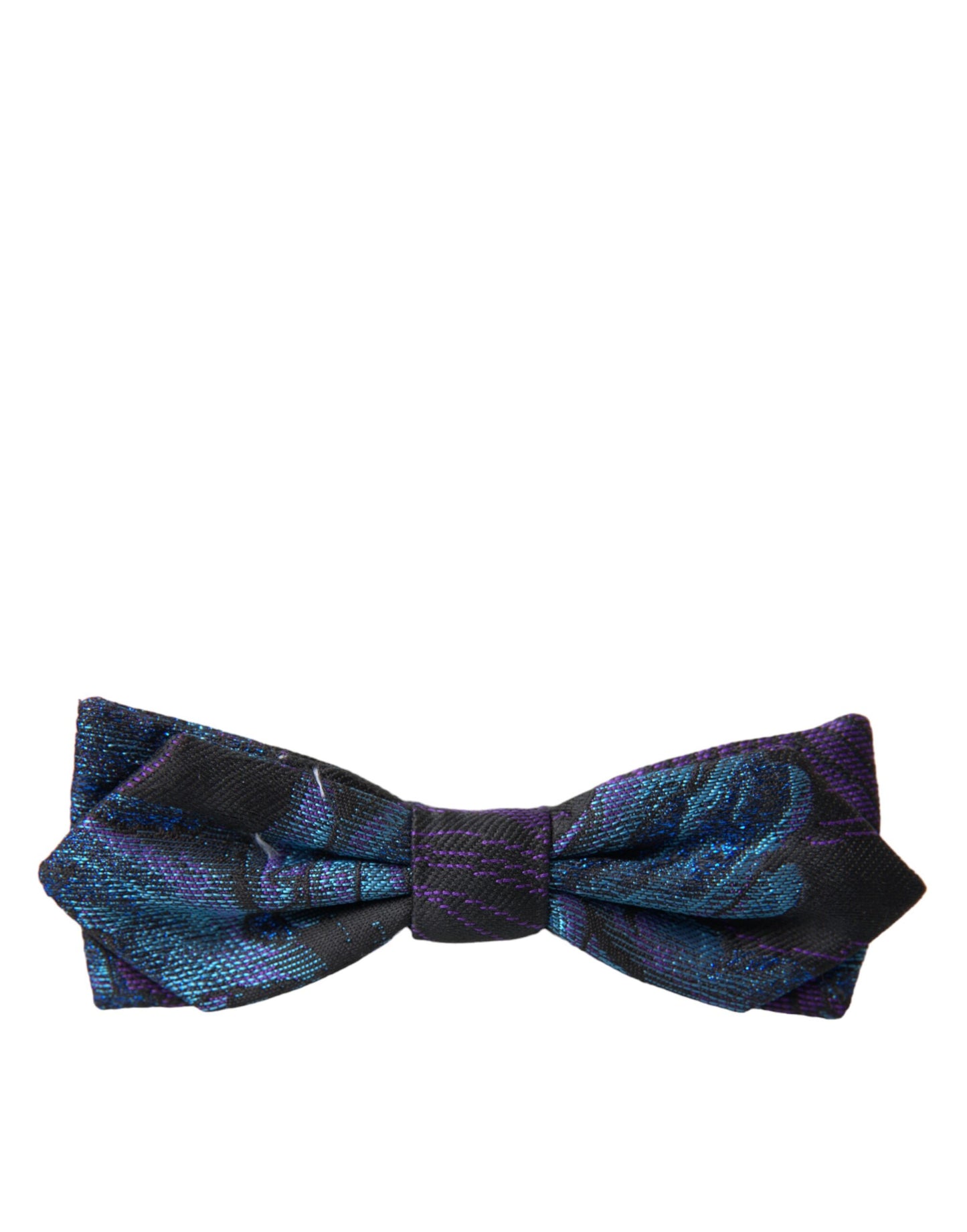 Black Blue Brocade Adjustable Neck Men Bow Tie-Dolce & Gabbana-LabelTerrace.com