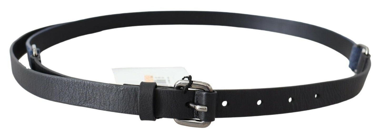 Black Blue Leather Silver Logo Belt-Costume National-LabelTerrace.com