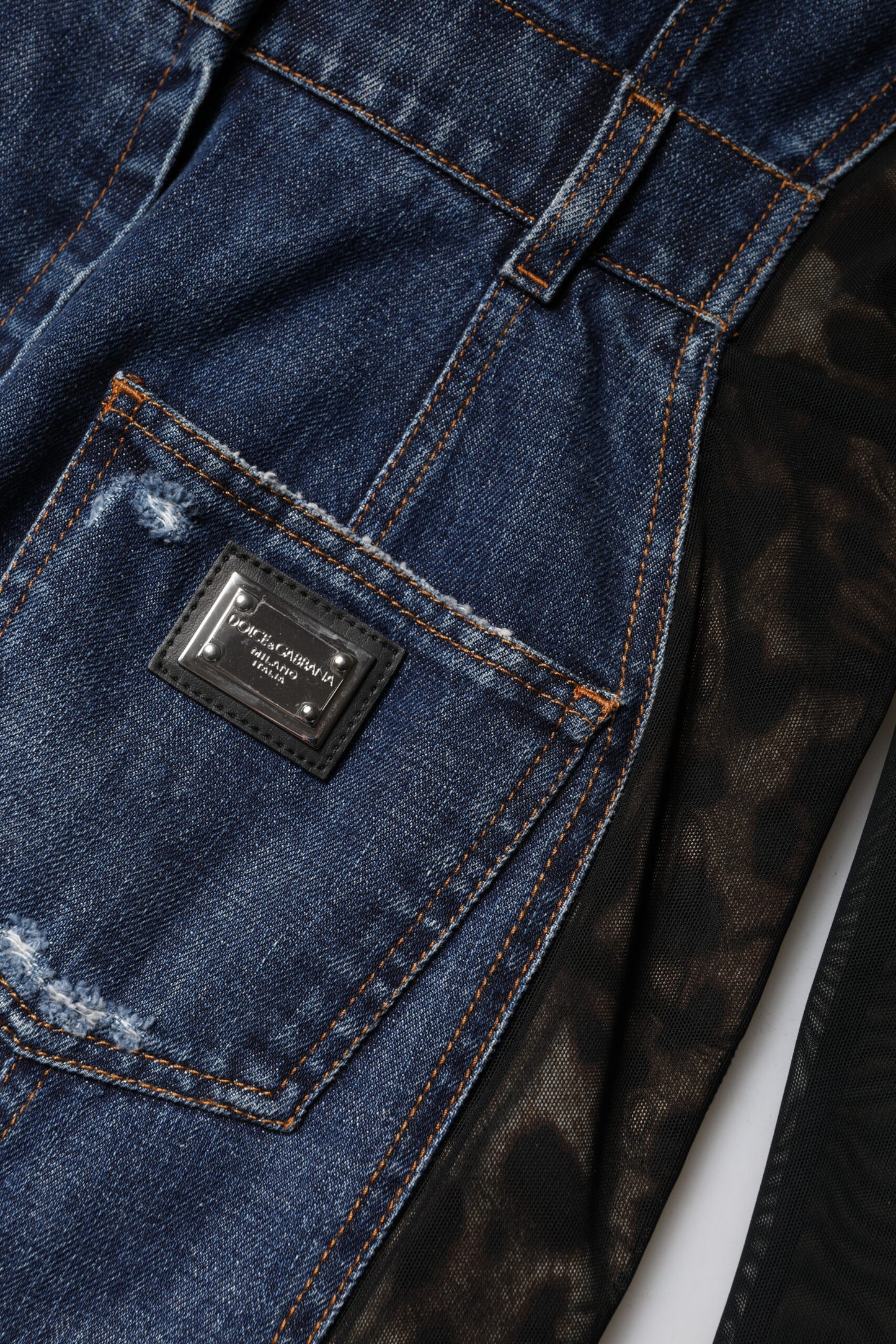 Black Blue Long Sleeves Denim Mini Dress-Dolce & Gabbana-LabelTerrace.com