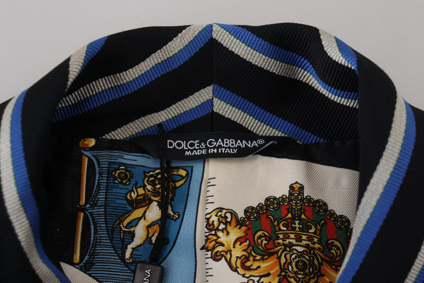 Black Blue Martini Printed Lining Robe-Dolce & Gabbana-LabelTerrace.com