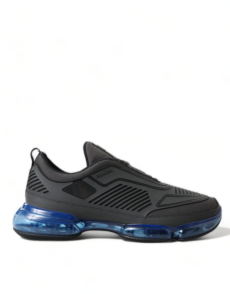 Black Blue Rubber Knit Slip On Low Top Sneakers Shoes-Prada-LabelTerrace.com
