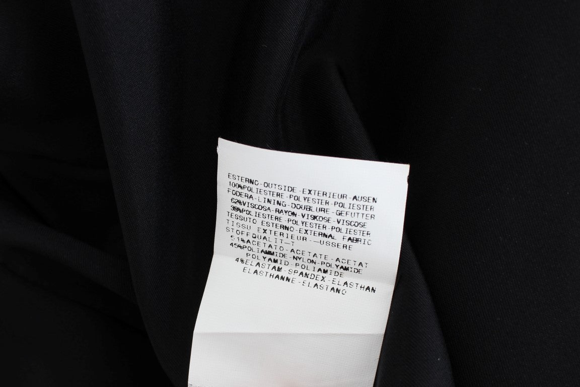 Black Blue Two Piece Suit Skirt & Blazer-Exte-LabelTerrace.com