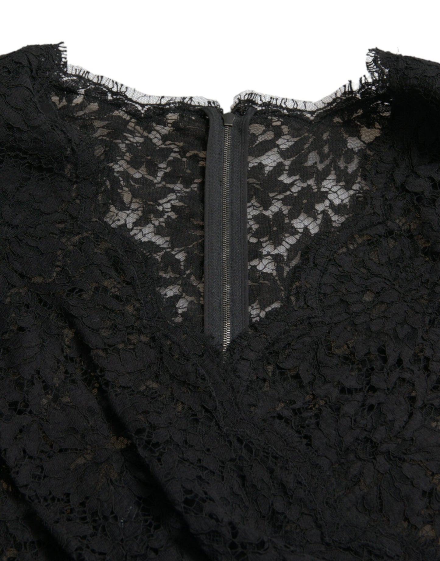 Black Bodycon Lace Cotton Sheath Mini Dress-Dolce & Gabbana-LabelTerrace.com