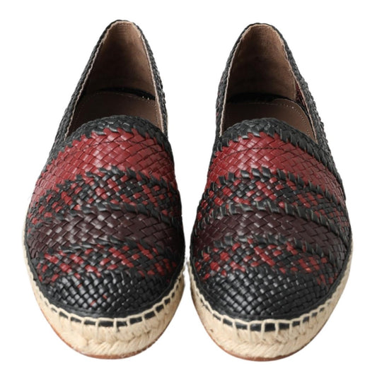 Black Bordeaux Buffalo Leather Espadrille Shoes-Dolce & Gabbana-LabelTerrace.com