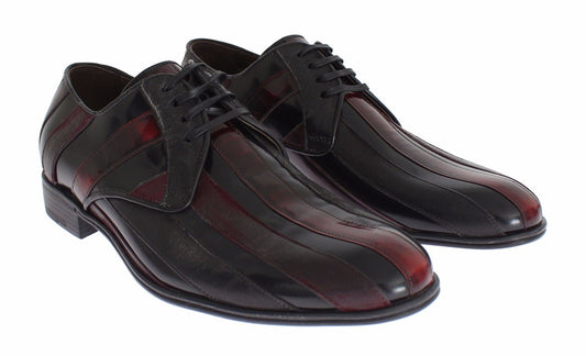 Black Bordeaux Leather Dress Formal Shoes-Dolce & Gabbana-LabelTerrace.com
