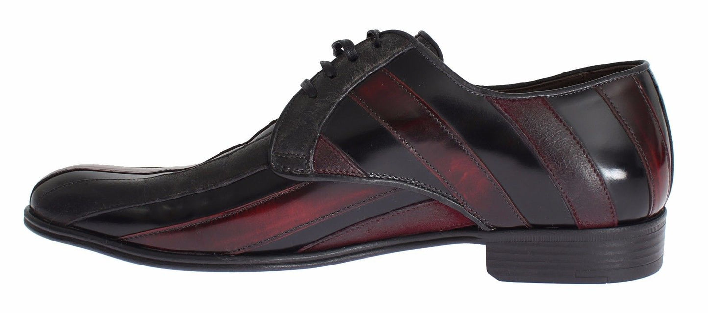 Black Bordeaux Leather Dress Formal Shoes-Dolce & Gabbana-LabelTerrace.com