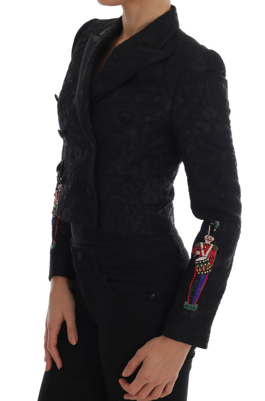 Black Brocade Blazer Jacket-Dolce & Gabbana-LabelTerrace.com