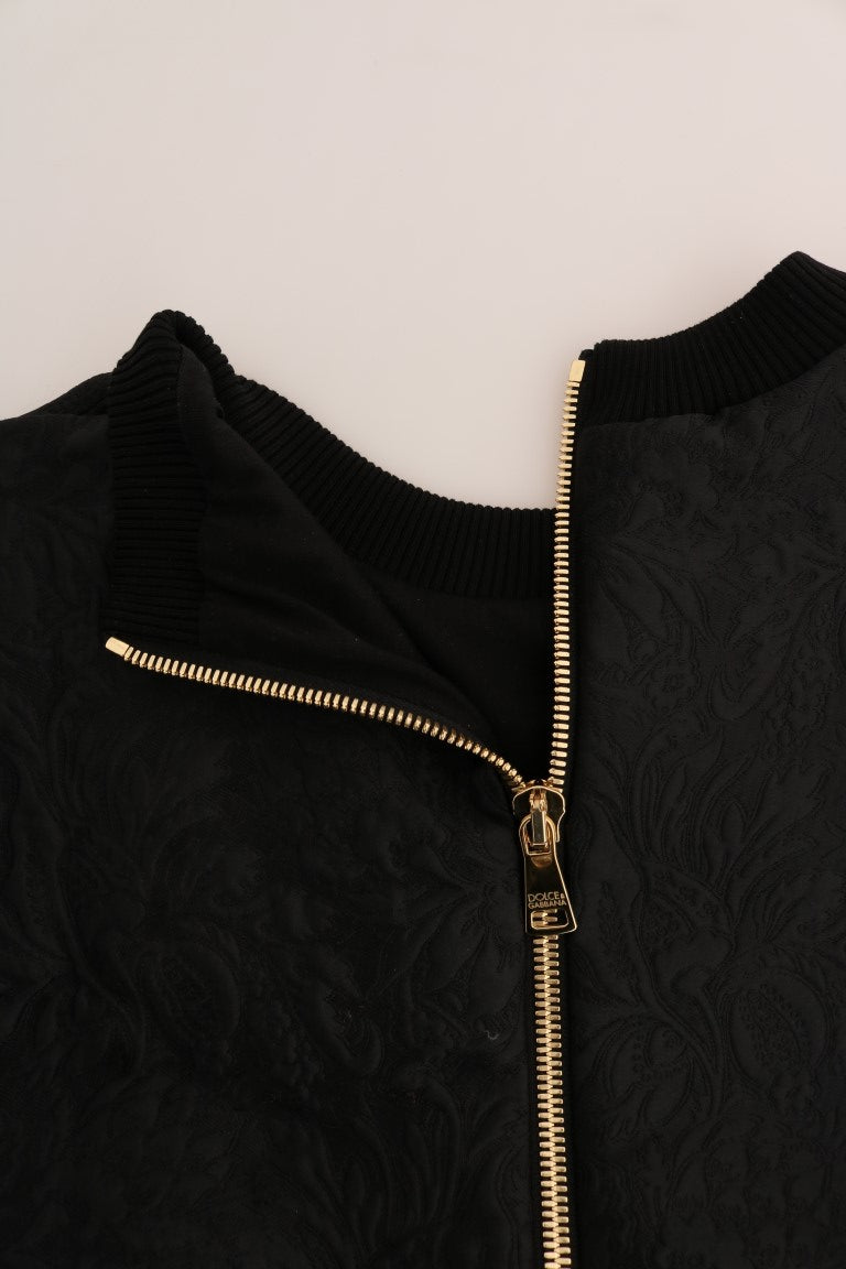 Black Brocade Cocktail Crystal Sweater-Dolce & Gabbana-LabelTerrace.com