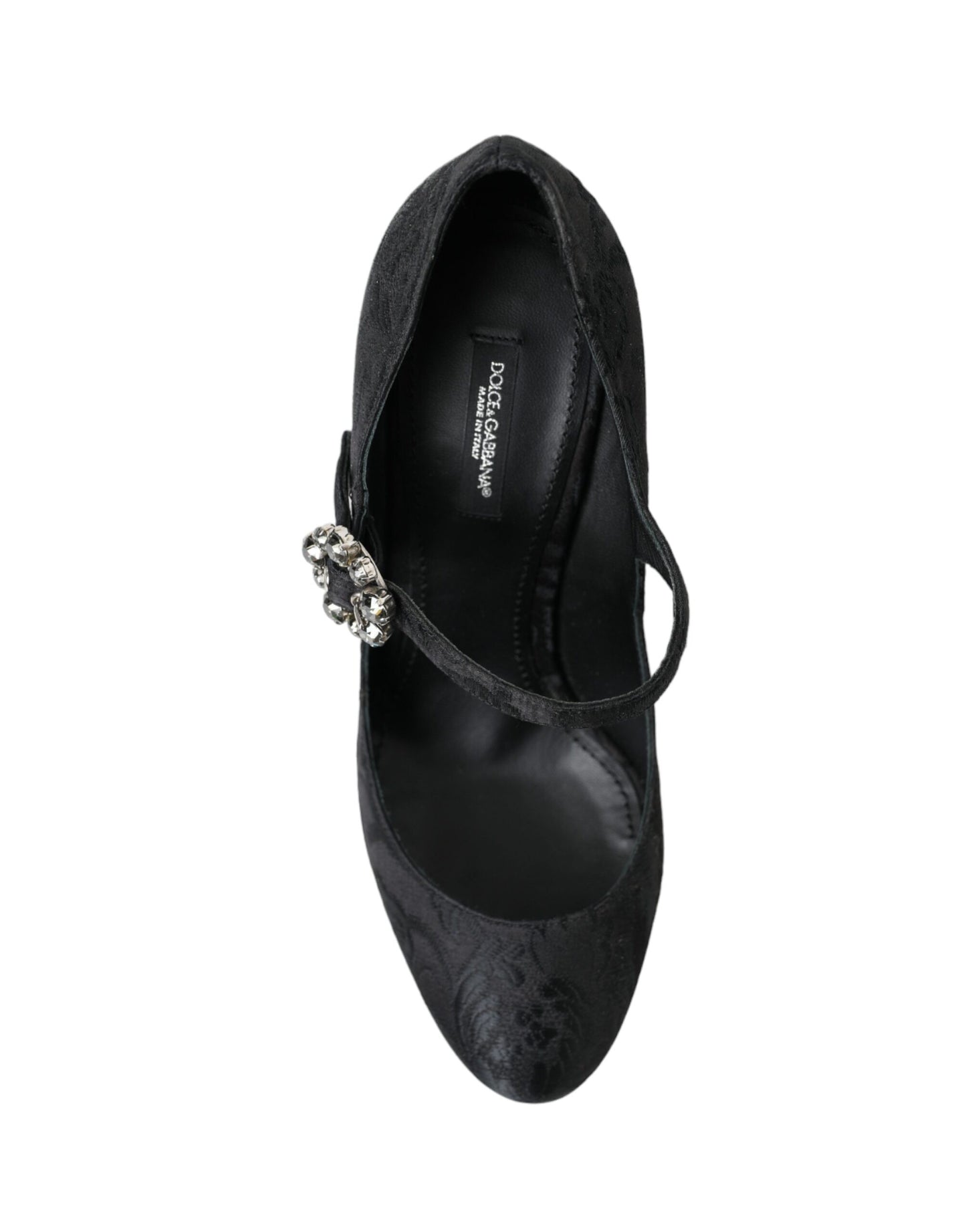 Black Brocade Mary Janes Heels Pumps Shoes-Dolce & Gabbana-LabelTerrace.com