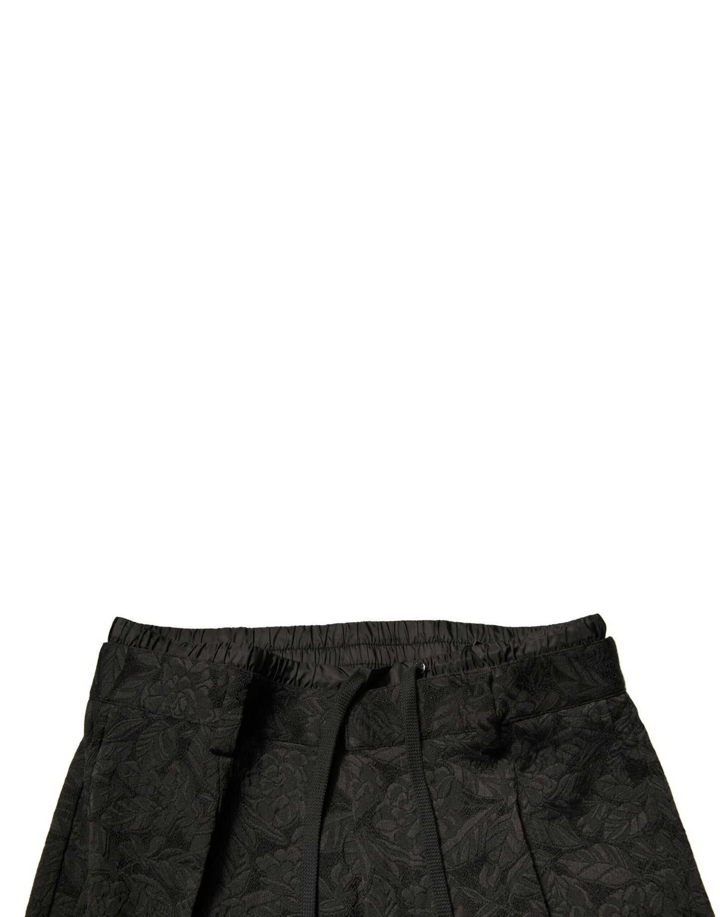 Black Brocade Polyester Skinny Men Dress Pants-Dolce & Gabbana-LabelTerrace.com