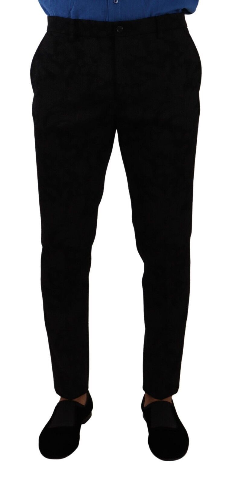Black Brocade Skinny Formal Trouser Dress Pants-Dolce & Gabbana-LabelTerrace.com
