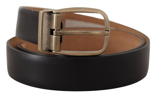 Black Brown Backend Leather Vintage Metal Buckle Belt-Dolce & Gabbana-LabelTerrace.com