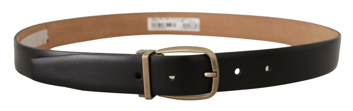 Black Brown Backend Leather Vintage Metal Buckle Belt-Dolce & Gabbana-LabelTerrace.com