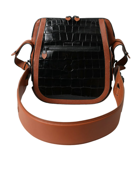Black Brown Exotic Skin Leather Vertical Crossbody Purse Bag-Balenciaga-LabelTerrace.com