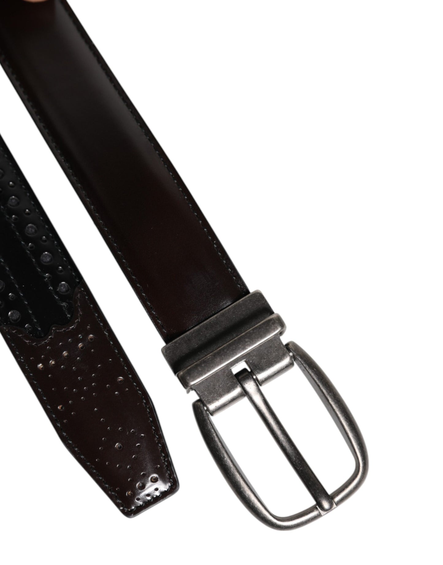 Black Brown Leather Classic Metal Buckle Belt-Dolce & Gabbana-LabelTerrace.com