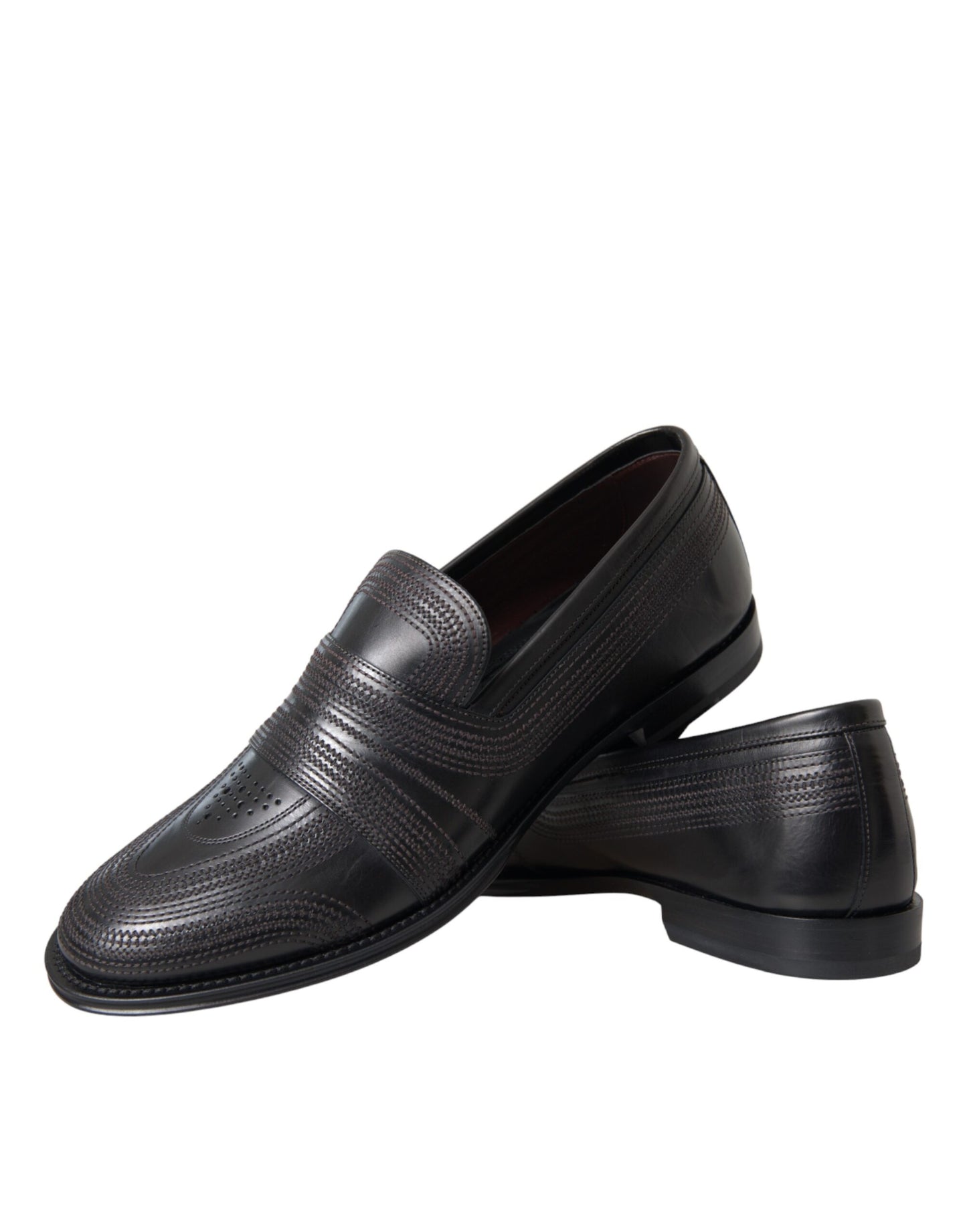 Black Brown Leather Loafer Men Dress Shoes-Dolce & Gabbana-LabelTerrace.com