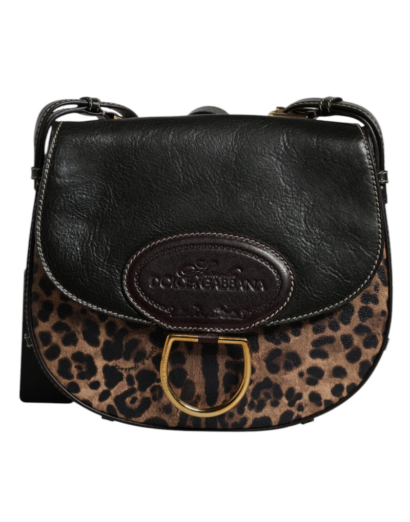 Black Brown Leopard Leather Shoulder Strap Bag-Dolce & Gabbana-LabelTerrace.com
