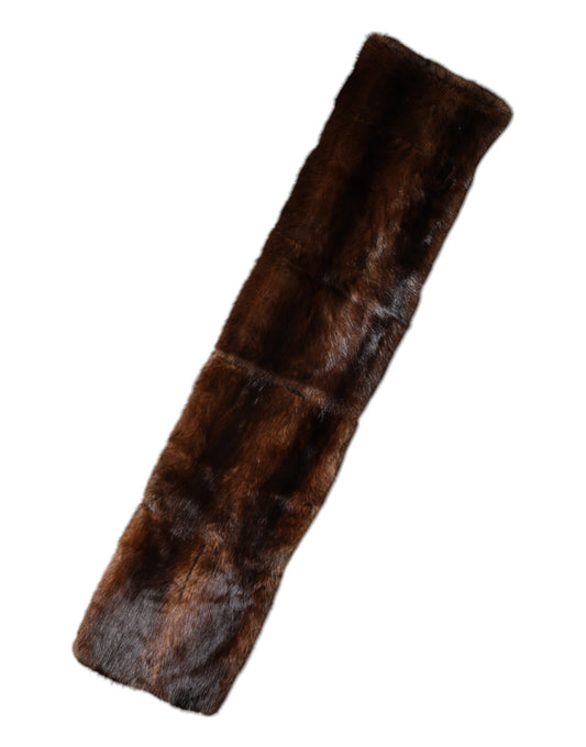 Black Brown Stripe Fur Shawl Wrap Scarf-Dolce & Gabbana-LabelTerrace.com