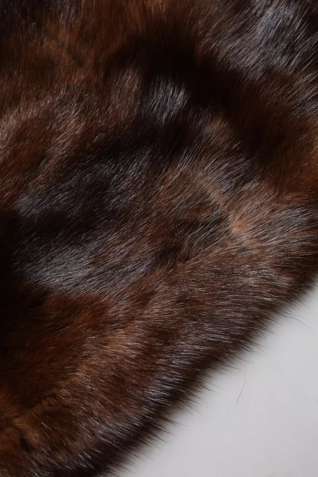 Black Brown Stripe Fur Shawl Wrap Scarf-Dolce & Gabbana-LabelTerrace.com