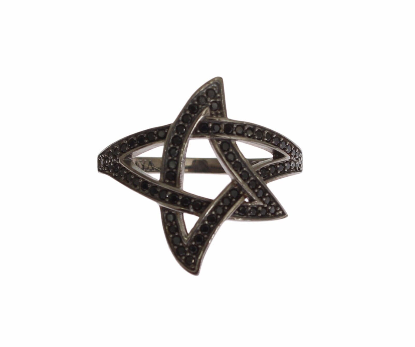 Black CZ Rhodium 925 Silver Womens Ring-Nialaya-LabelTerrace.com