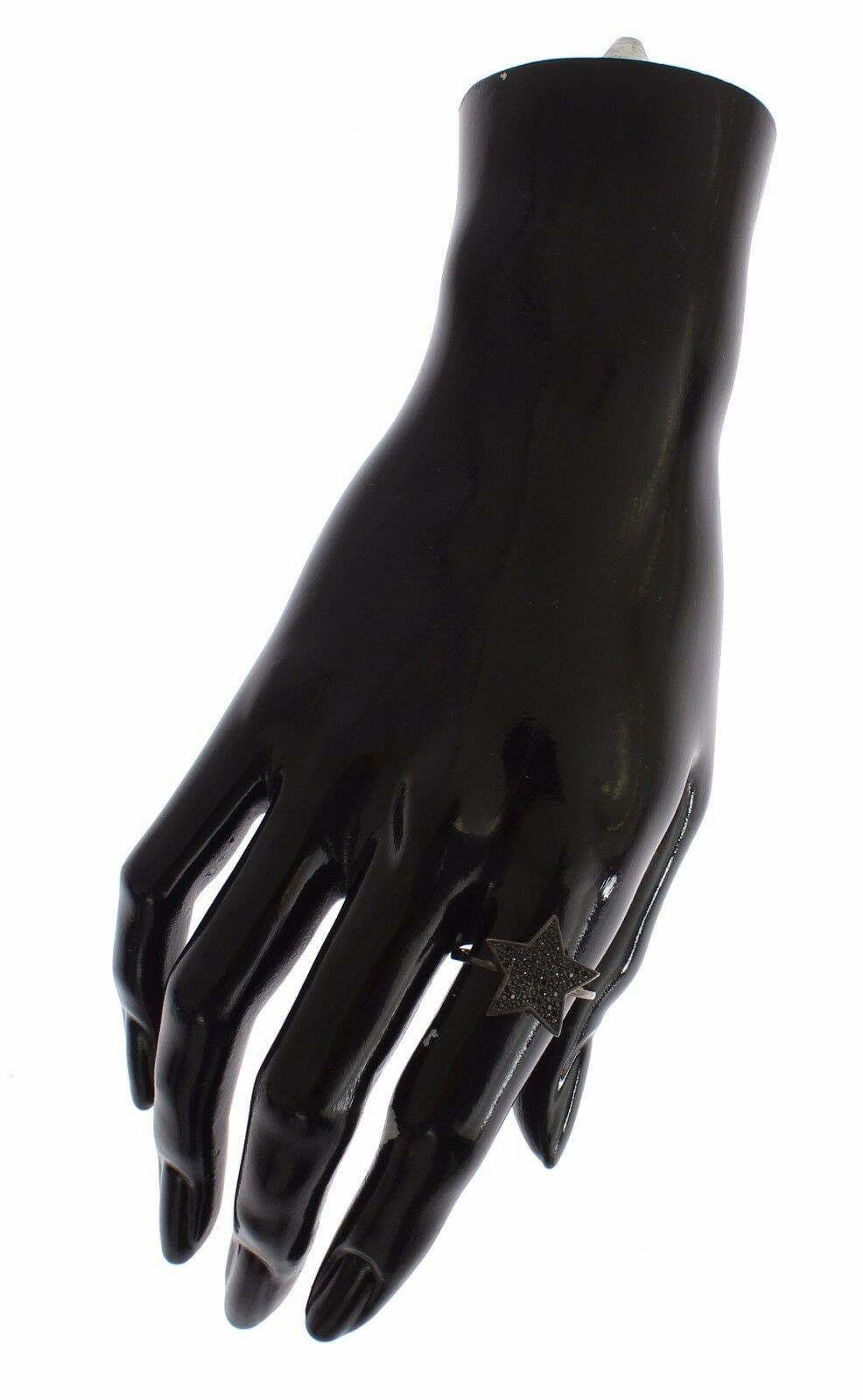 Black CZ Star 925 Silver Womens Ring-Nialaya-LabelTerrace.com