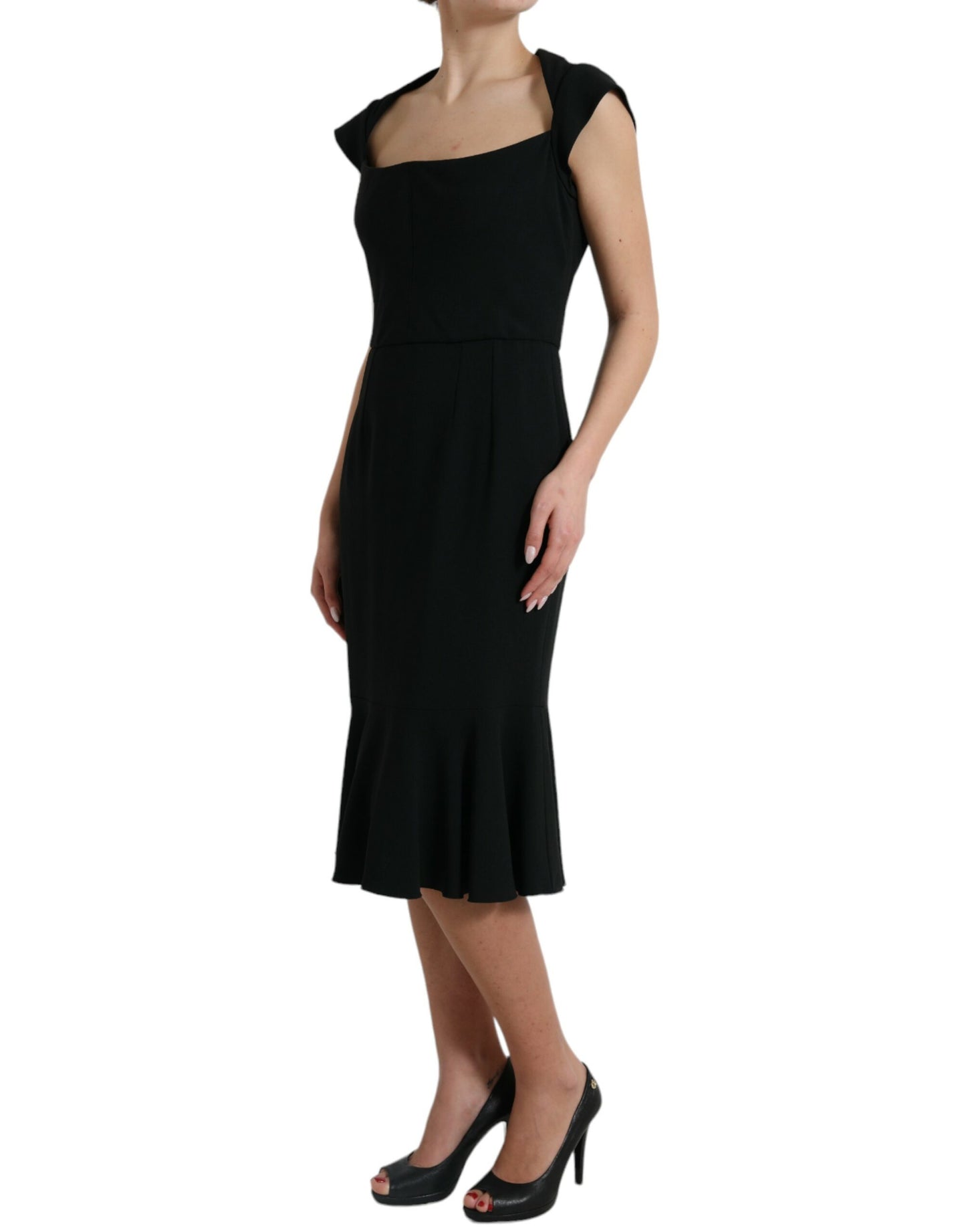 Black Cady Viscose Sleeveless Dress-Dolce & Gabbana-LabelTerrace.com