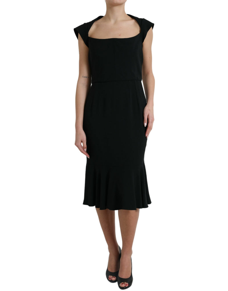 Black Cady Viscose Sleeveless Dress-Dolce & Gabbana-LabelTerrace.com