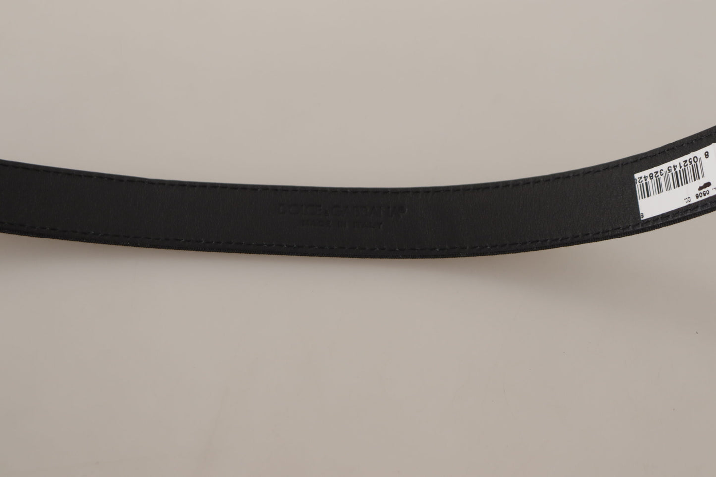 Black Calf Canvas Silver Tone Logo Metal Belt-Dolce & Gabbana-LabelTerrace.com