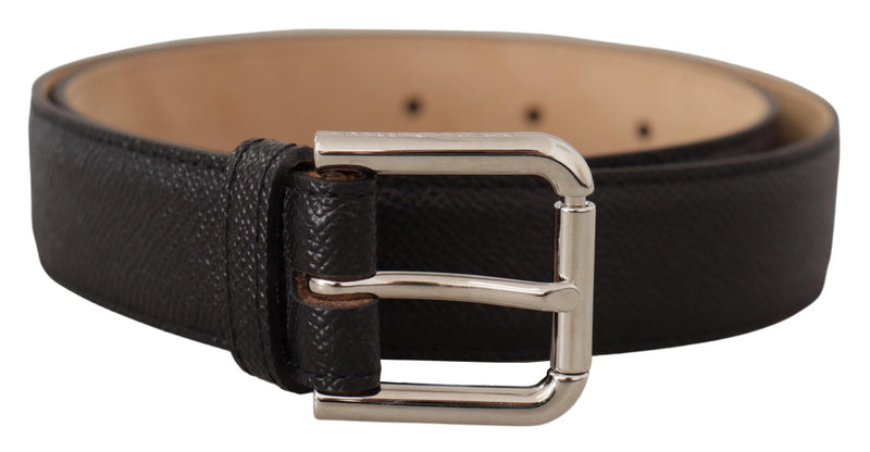 Black Calf Leather Brown Backend Metal Buckle Belt-Dolce & Gabbana-LabelTerrace.com
