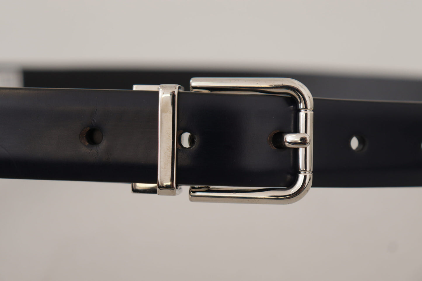 Black Calf Leather Classic Logo Metal Buckle Belt-Dolce & Gabbana-LabelTerrace.com