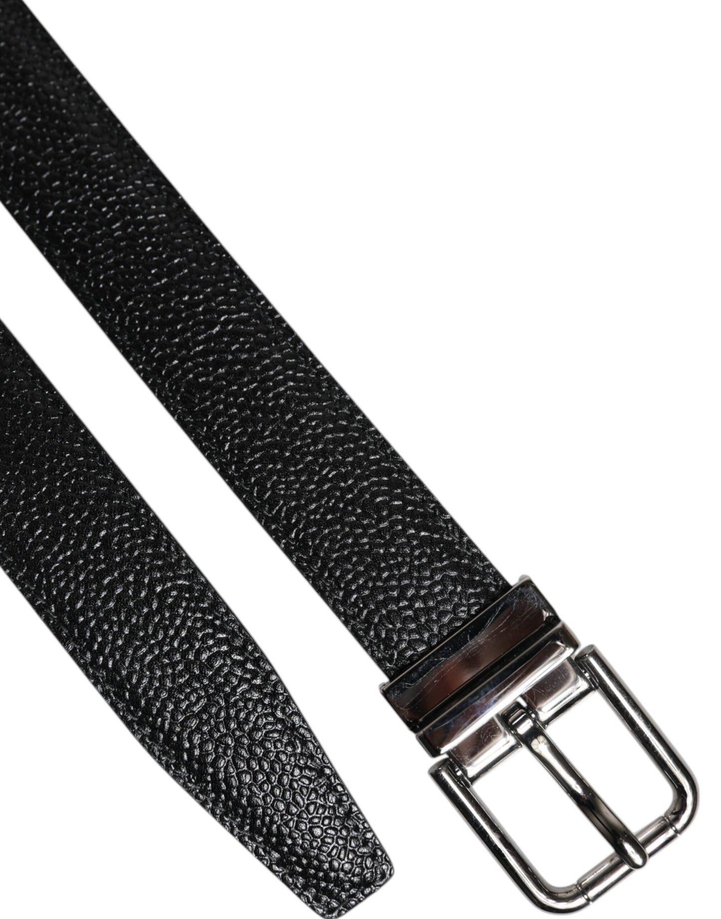 Black Calf Leather Classic Metal Buckle Belt-Dolce & Gabbana-LabelTerrace.com