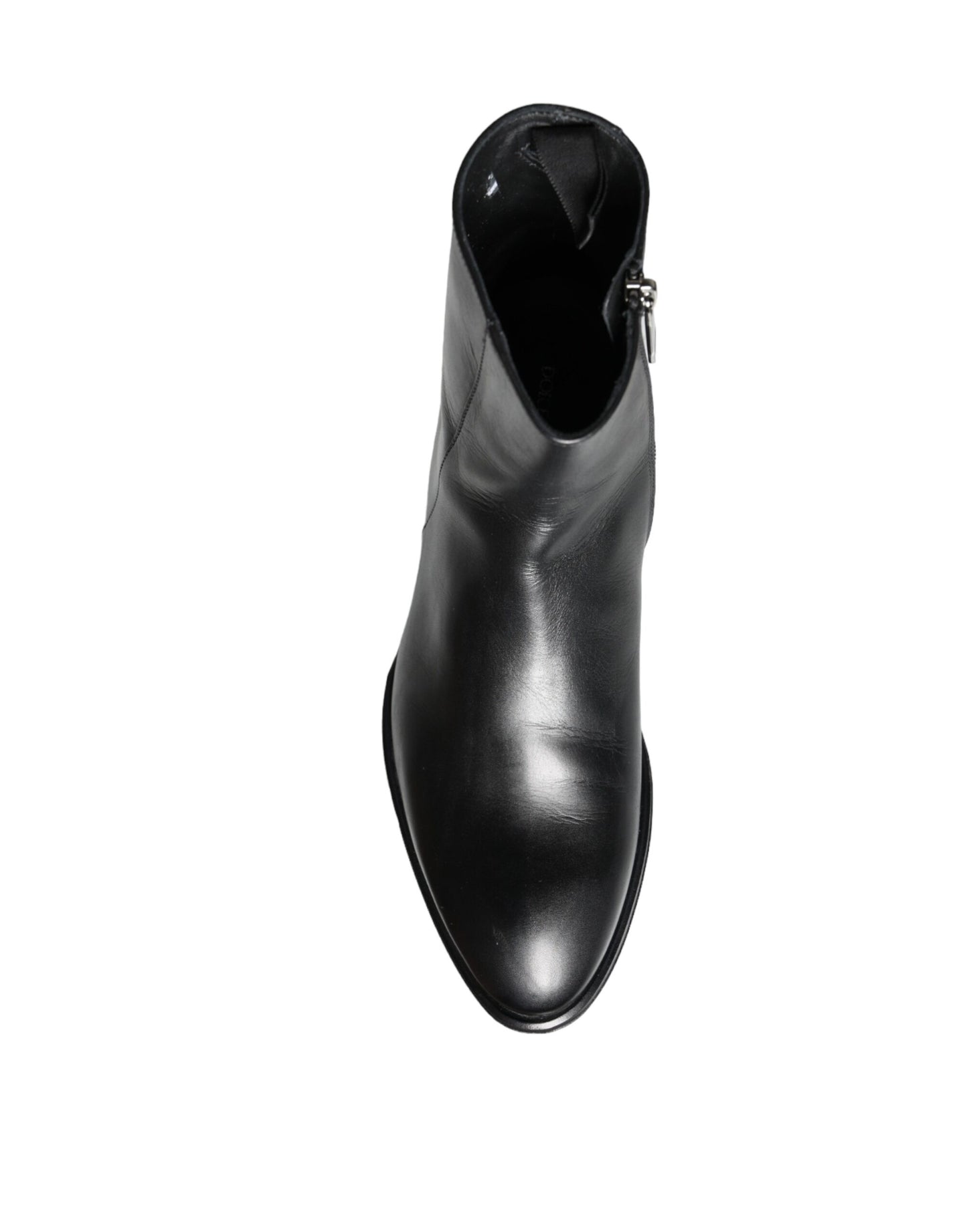 Black Calf Leather Men Ankle Boots Men Shoes-Dolce & Gabbana-LabelTerrace.com
