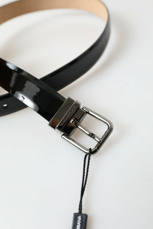 Black Calf Leather Metal Buckle Men Belt-Dolce & Gabbana-LabelTerrace.com