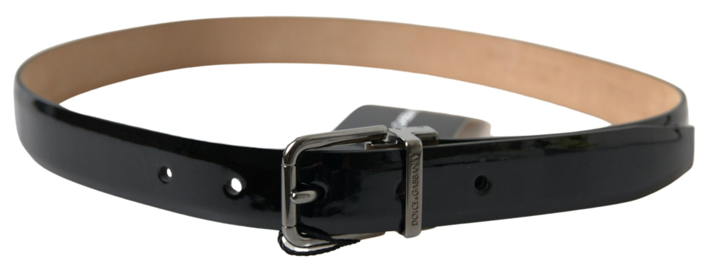 Black Calf Leather Metal Buckle Men Belt-Dolce & Gabbana-LabelTerrace.com