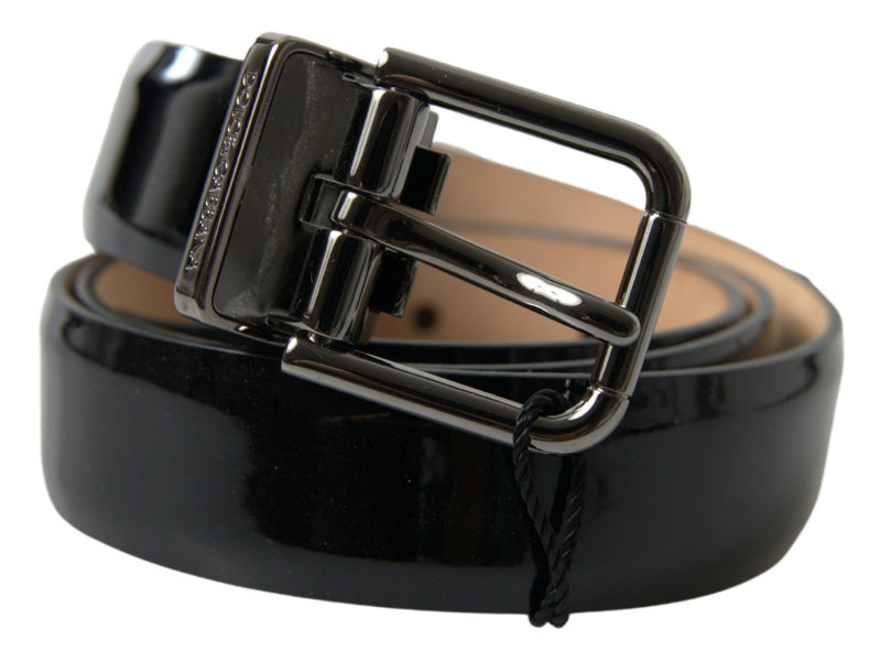 Black Calf Leather Metal Buckle Men Belt-Dolce & Gabbana-LabelTerrace.com