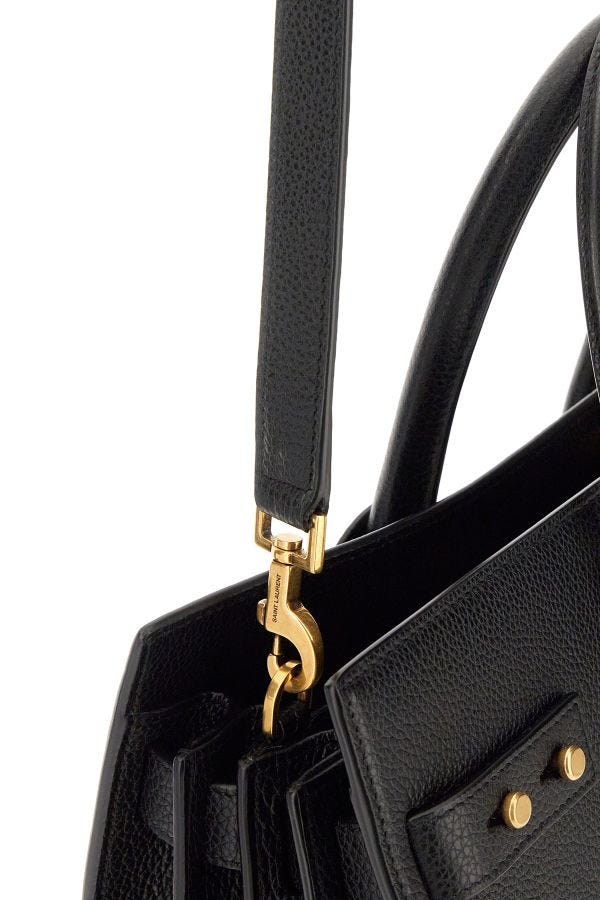Black Calf Leather Sac De Jour Handbag-Saint Laurent-LabelTerrace.com