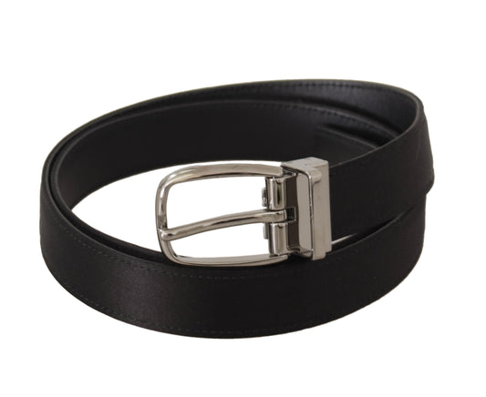 Black Calf Leather Silver Logo Metal Buckle Belt-Dolce & Gabbana-LabelTerrace.com