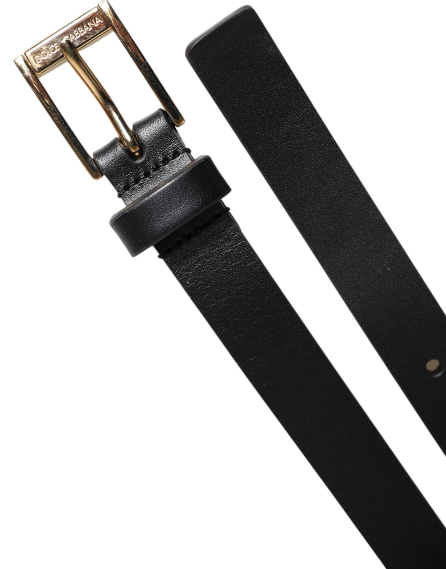 Black Calfskin Classic Metal Logo Buckle Belt-Dolce & Gabbana-LabelTerrace.com
