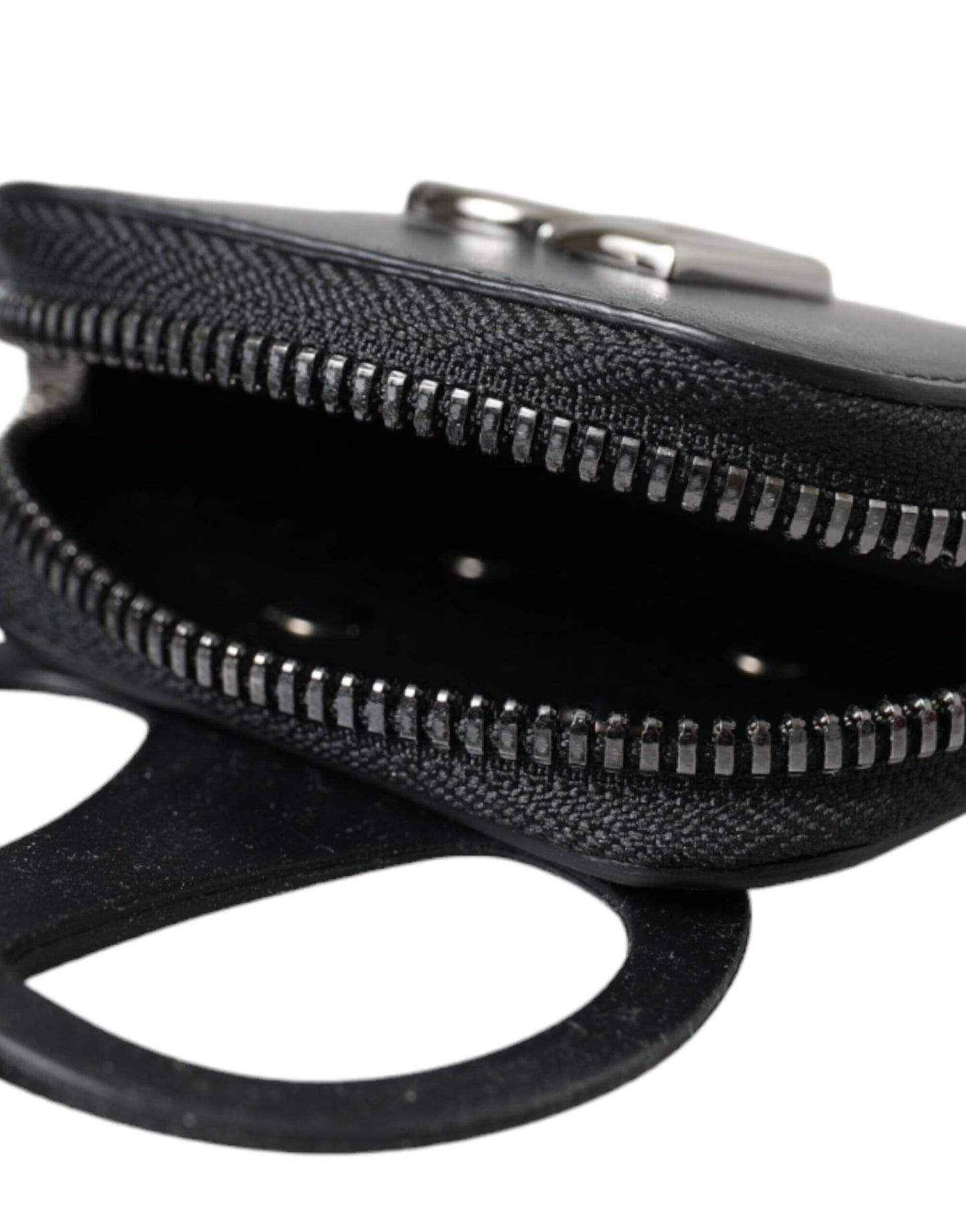 Black Calfskin Leather DG Logo Coin Purse Lanyard Wallet-Dolce & Gabbana-LabelTerrace.com