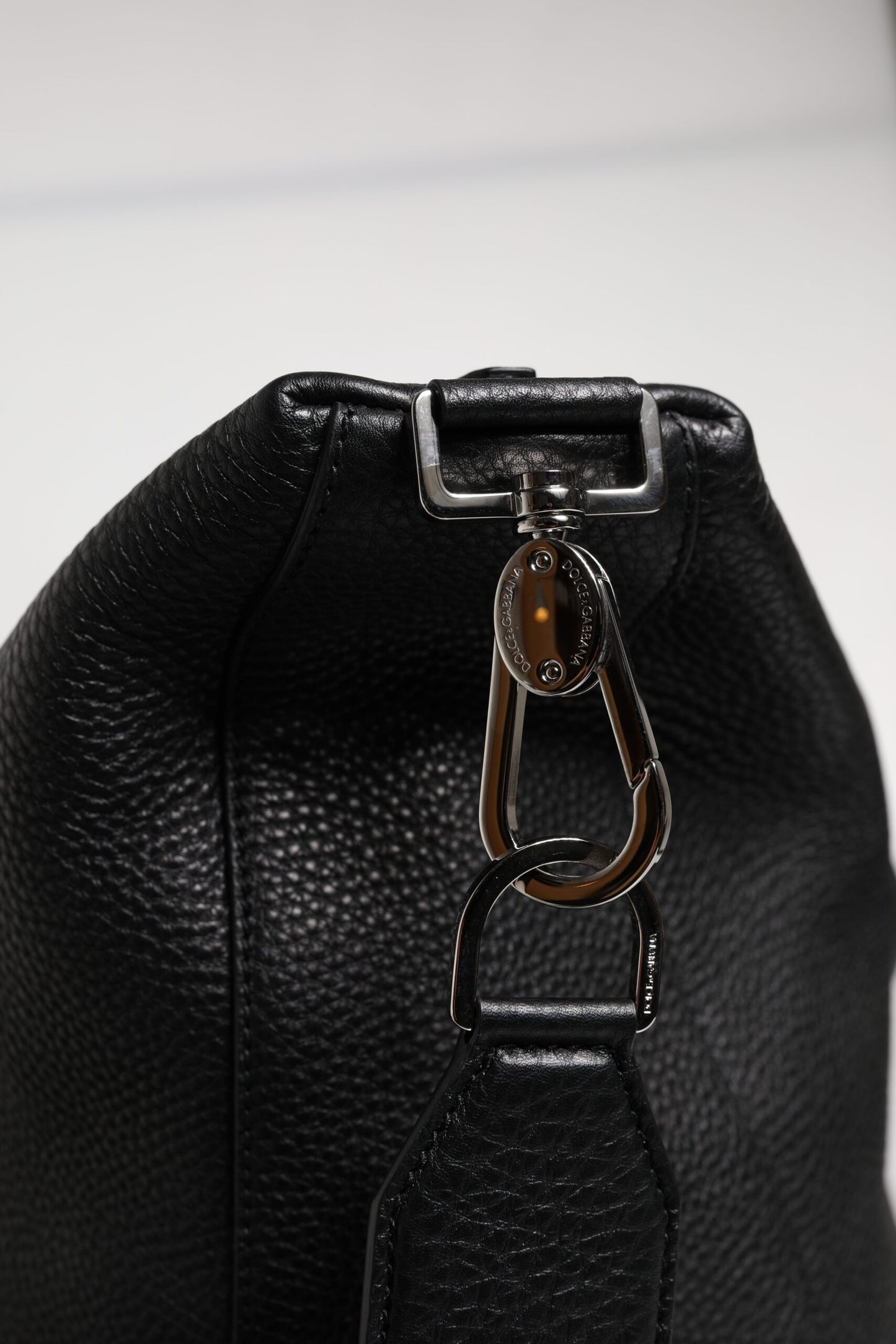 Black Calfskin Leather Hand Shoulder Duffle Bag-Dolce & Gabbana-LabelTerrace.com